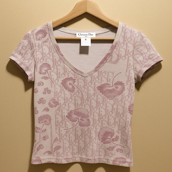 🌸Christian Dior Galliano-Era Vintage “Cherry Blossom” Tee – Size 8 - Picture 1 of 1